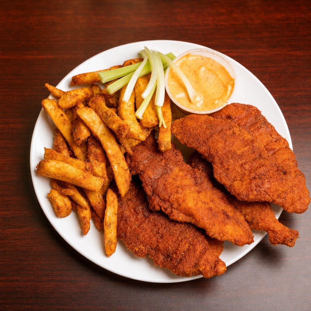 Nashville Hot Chicken Tender Platter.
